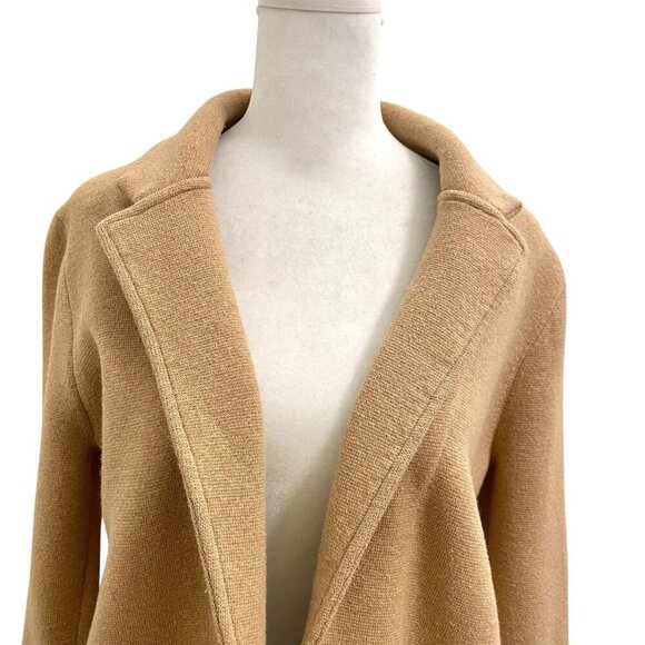 J Crew Merino Wool Blend Sweater Blazer Open Front Camel Brown Preppy size Small - Picture 4 of 8